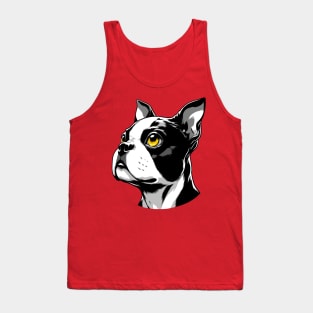 Stunning and Cool Boston Terrier Monochrome and Gold Portrait for Father's Day Tank Top